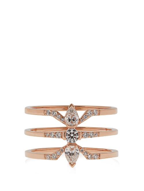 Raphaele Canot Deco Rocks Diamond & Rose-gold Ring