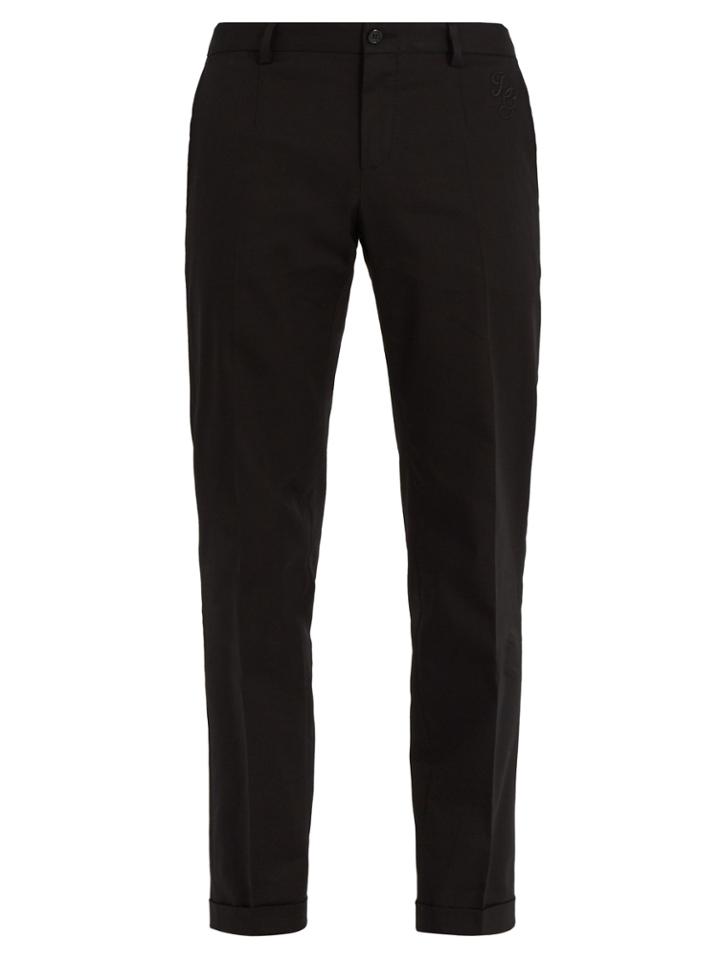 Dolce & Gabbana Logo-embroidered Stretch-cotton Trousers