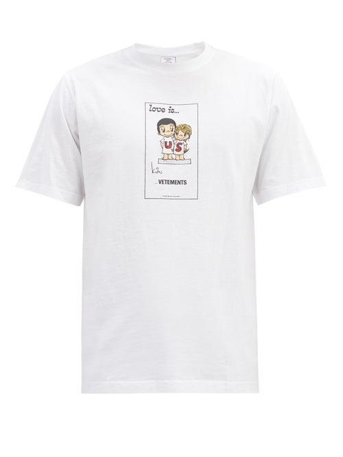 Matchesfashion.com Vetements - Love Is-print Cotton-jersey T-shirt - Mens - White