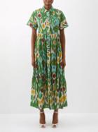 Erdem - Vacation Helena Ikat-print Cotton-blend Dress - Womens - Green Multi
