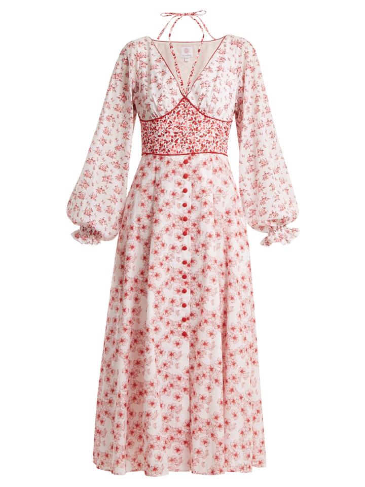 Gül Hürgel Contrast-panel Floral-print Cotton Dress