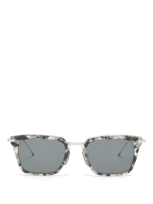Matchesfashion.com Thom Browne - Tortoiseshell-effect Acetate D-frame Sunglasses - Mens - Grey