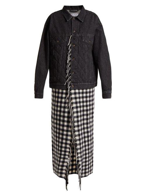Matchesfashion.com Balenciaga - Quilted Denim Scarf Coat - Womens - Black White