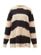 Matchesfashion.com Acne Studios - Kantonia Striped Distressed Knitted Sweater - Womens - Beige Multi