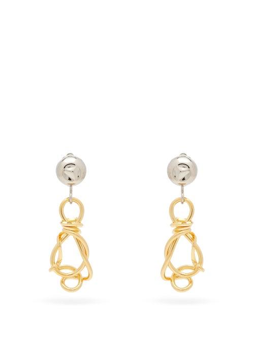 Matchesfashion.com Marni - Knotted-pendant Clip Earrings - Womens - Silver Gold