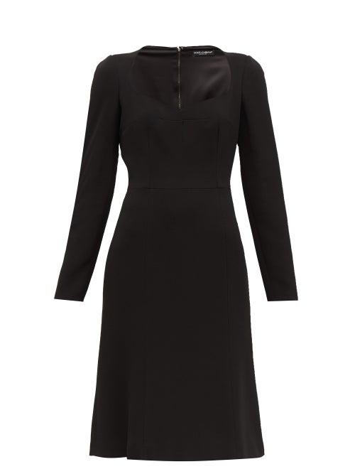 Matchesfashion.com Dolce & Gabbana - Sweetheart Neckline Crepe Dress - Womens - Black