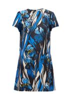 Matchesfashion.com La Doublej - Swing Peony-print Faille Dress - Womens - Blue Multi