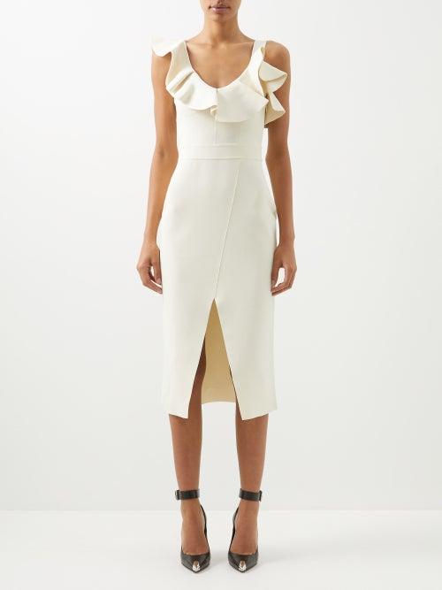 Alexander Mcqueen - Frill Jersey Midi Dress - Womens - Ivory