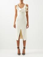 Alexander Mcqueen - Frill Jersey Midi Dress - Womens - Ivory