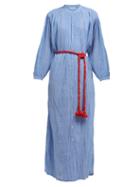 Matchesfashion.com Mes Demoiselles - Daniella Tie Waist Cotton Kaftan - Womens - Blue