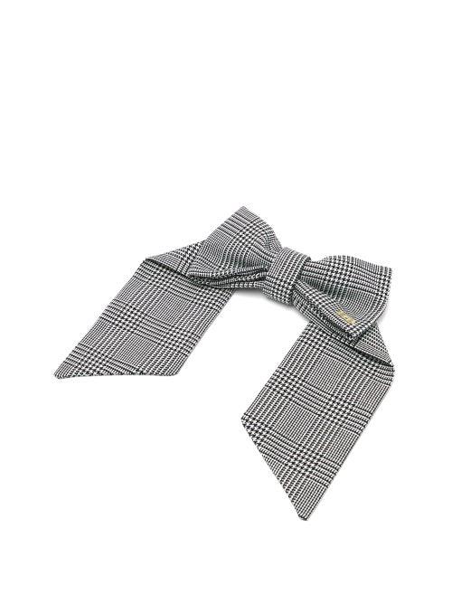 Matchesfashion.com Hillier Bartley - Logo-embroidered Prince Of Wales Bow Hair Clip - Womens - Black White