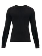 Matchesfashion.com Helmut Lang - Velvet-patch Ribbed Cotton-blend Sweater - Mens - Black