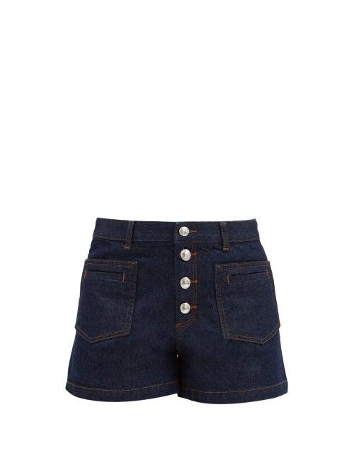 Matchesfashion.com A.p.c. - Marine High-rise Denim Shorts - Womens - Denim
