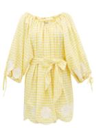 Matchesfashion.com Innika Choo - Frida Wailes Gingham Cotton Dress - Womens - Yellow Print