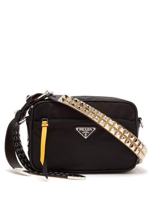 Matchesfashion.com Prada - Stud Embellished Strap Nylon Cross Body Bag - Womens - Black Multi