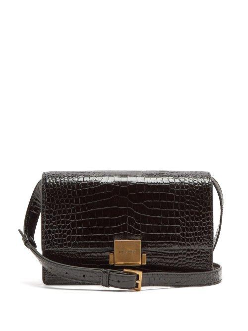 Matchesfashion.com Saint Laurent - Bellechasse Medium Crocodile Effect Leather Bag - Womens - Black