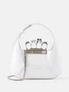 Alexander Mcqueen - Four Ring Mini Crystal And Leather Shoulder Bag - Womens - White