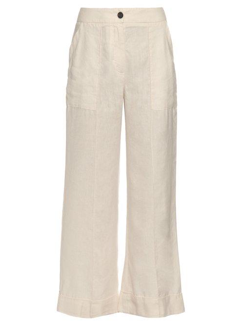 Matchesfashion.com Raquel Allegra - Flared Cropped Trousers - Womens - Cream