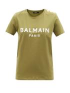 Balmain - Logo-print Cotton-jersey T-shirt - Womens - Khaki