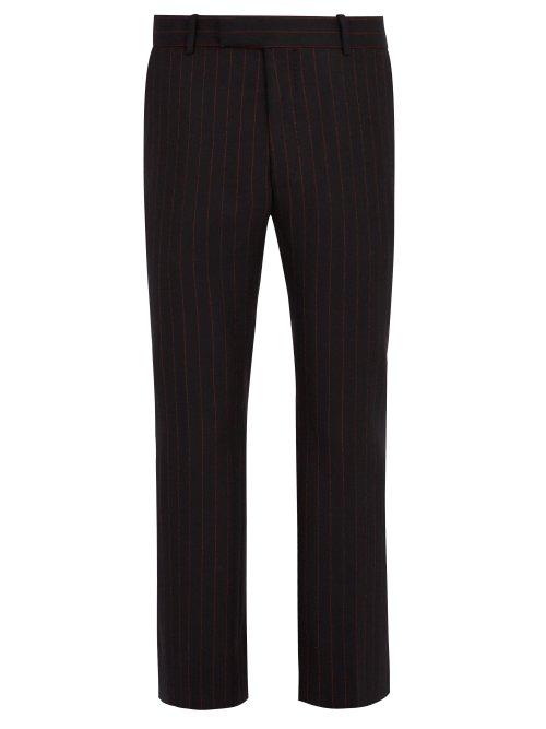 Matchesfashion.com Alexander Mcqueen - Pinstriped Wool Cropped Trousers - Mens - Black