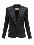 Matchesfashion.com Alexandre Vauthier - Crystal-trim Wool Grain De Poudre Jacket - Womens - Black