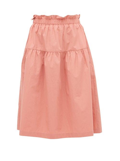 Matchesfashion.com Araks - Ulu Paperbag-waist Cotton-poplin Skirt - Womens - Pink