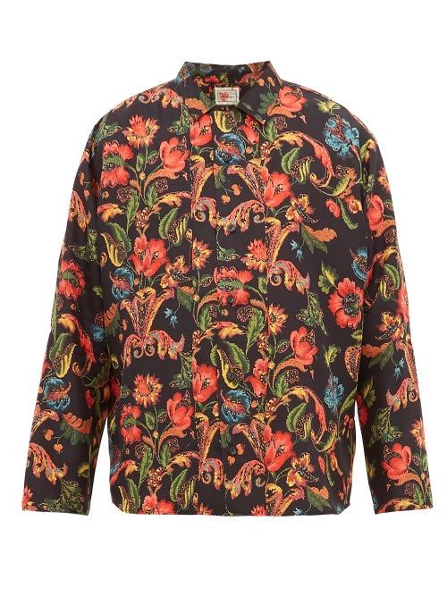 Matchesfashion.com By Walid - Pita Floral Print Silk Shirt - Mens - Black Multi
