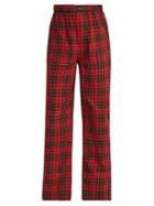 Matchesfashion.com Balenciaga - Tartan Print Straight Leg Cotton Trousers - Mens - Red