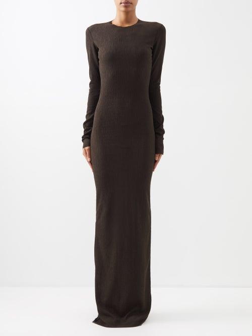 Ludovic De Saint Sernin - Long-sleeved Crepe Maxi Dress - Womens - Brown