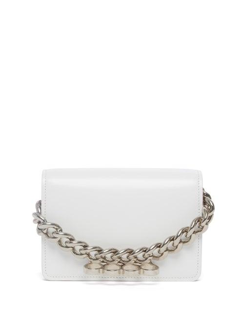 Alexander Mcqueen - Four-ring Chain-handle Leather Clutch - Womens - White