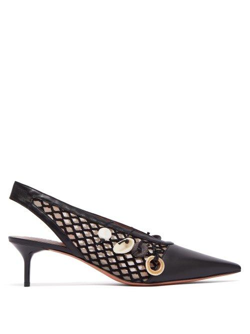 Matchesfashion.com Altuzarra - Peppino Shell Charm Slingback Leather Pumps - Womens - Black