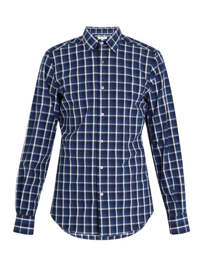 Boglioli Point-collar Checked-print Cotton Shirt