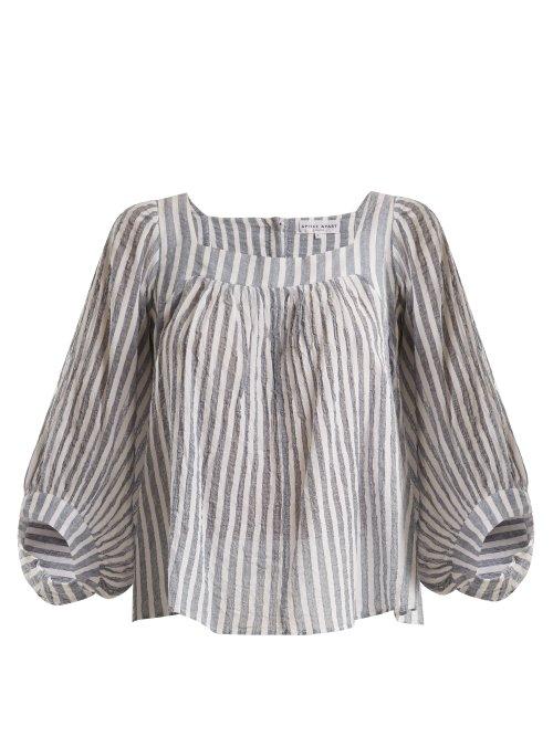 Matchesfashion.com Apiece Apart - Orchard Striped Balloon Sleeve Top - Womens - Blue Stripe