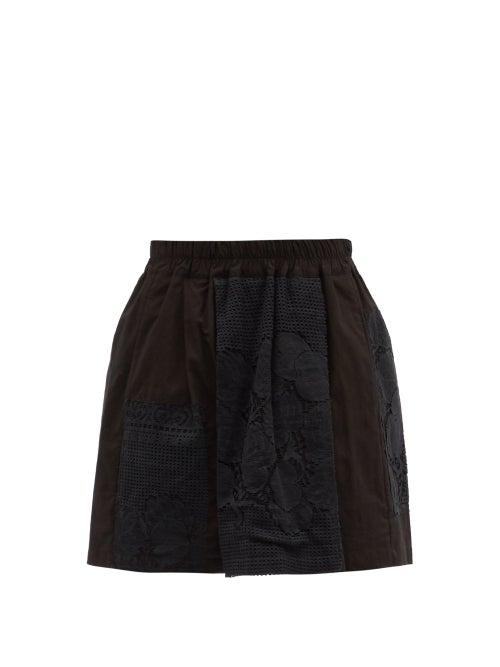 Matchesfashion.com By Walid - Narmin Lace-panel Upcycled-cotton Shorts - Womens - Black