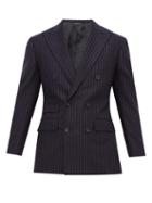 Matchesfashion.com Thom Sweeney - Chalk Stripe Double Breasted Wool Suit - Mens - Navy