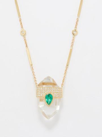 Jacquie Aiche - Diamond, Emerald, Quartz & 14kt Gold Necklace - Womens - Green Multi