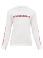Matchesfashion.com Blackbarrett By Neil Barrett - Strikethrough Logo Print Cotton Blend T Shirt - Mens - White Multi