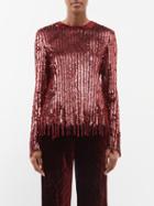 Etro - Marlene Sequin Fringed Top - Womens - Bordeaux