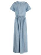 Chloé Cropped-overlay Cotton-chambray Dress