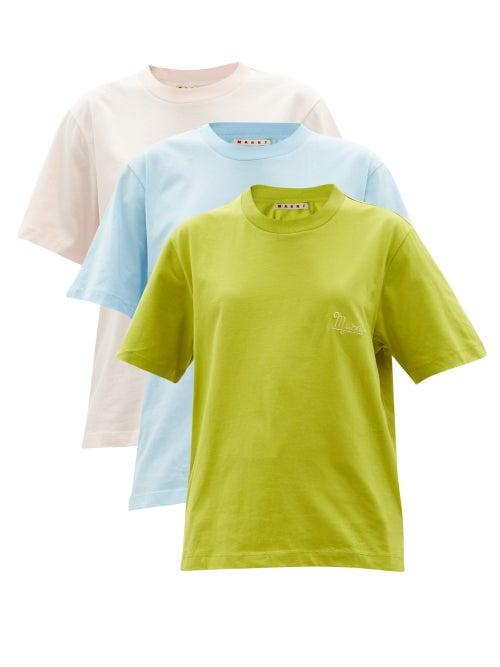 Marni - Pack Of Three Logo-embroidered Cotton T-shirts - Womens - Multi