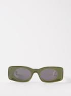Loewe X Paulas Ibiza - Rectangular Oval Acetate Sunglasses - Womens - Green