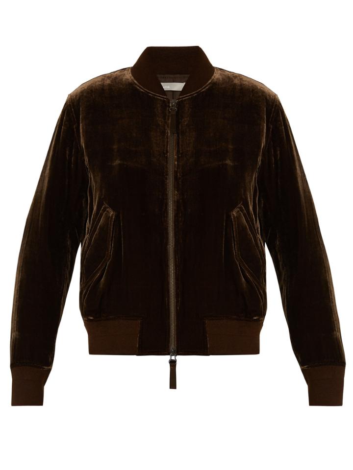 Vince Zip-through Velvet Bomber Jacket