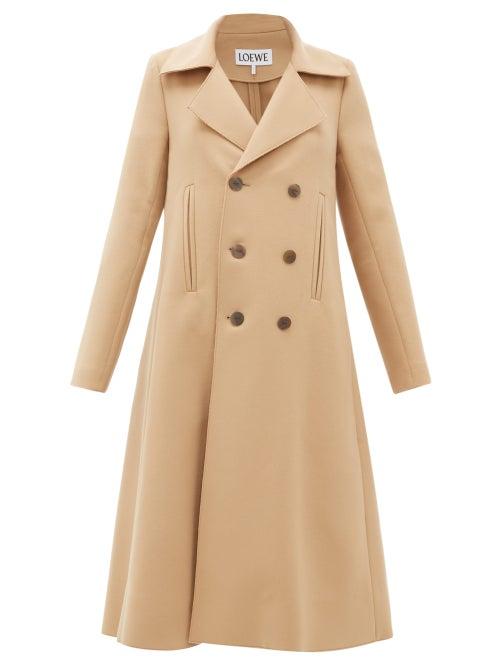 Matchesfashion.com Loewe - Double Breasted Wool Blend Swing Coat - Womens - Camel