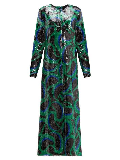 Matchesfashion.com Marni - Paisley Sequinned Dress - Womens - Green Multi