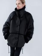 Raey - Raglan-sleeve Shearling Bomber Jacket - Womens - Black