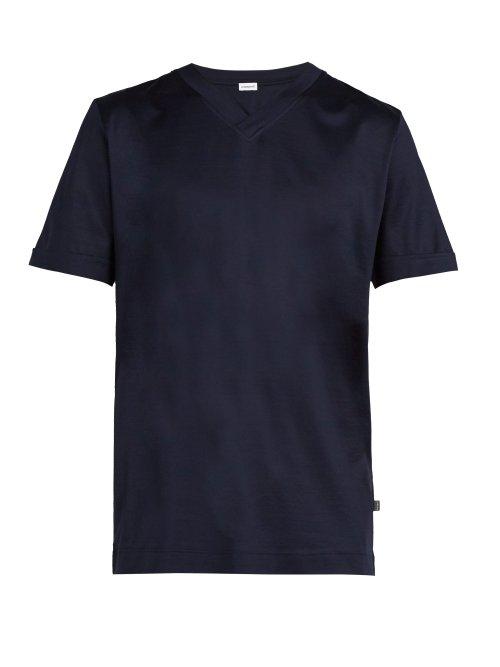 Matchesfashion.com Zimmerli - Royal Classic V Neck Cotton T Shirt - Mens - Blue