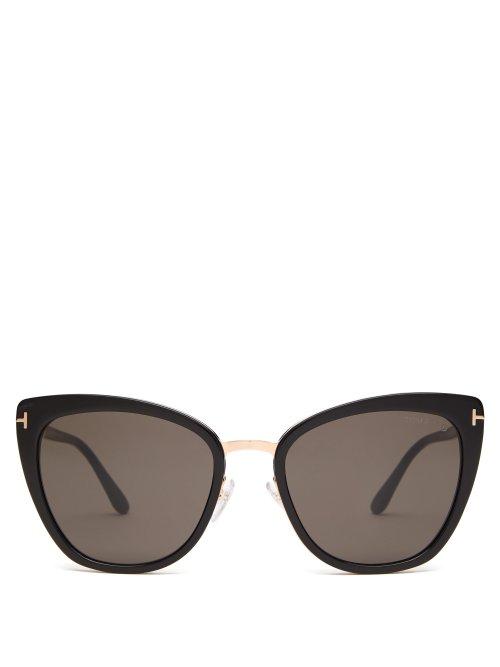 Matchesfashion.com Tom Ford Eyewear - Simona Cat Eye Acetate Sunglasses - Womens - Black