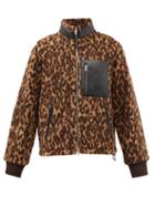 Amiri - Leather-trim Leopard-print Fleece Jacket - Mens - Black Brown