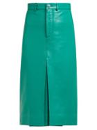 Matchesfashion.com Balenciaga - High Rise Leather Pencil Skirt - Womens - Green