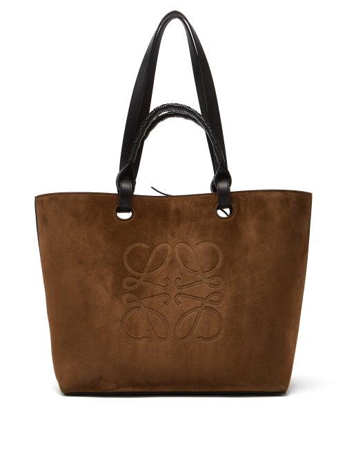 Matchesfashion.com Loewe - Anagram-debossed Suede Tote Bag - Womens - Brown